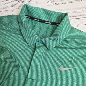 Nike Dri Fit Golf Polo Shirt Mens Extra‎ Large XL Green Control Striped 890097